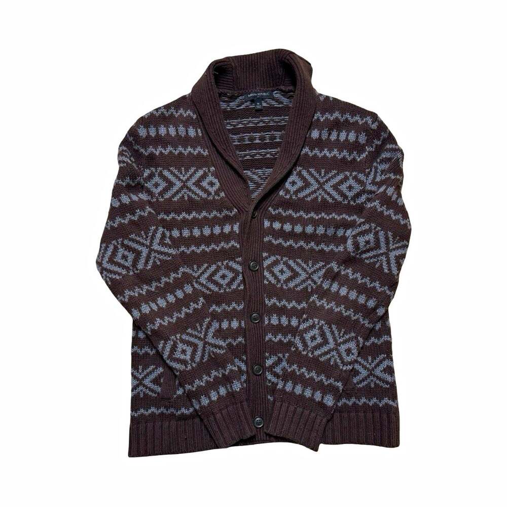 Banana Republic Knit Shawl Collar Button Front Cardigan Sweater Men’s M Geo
